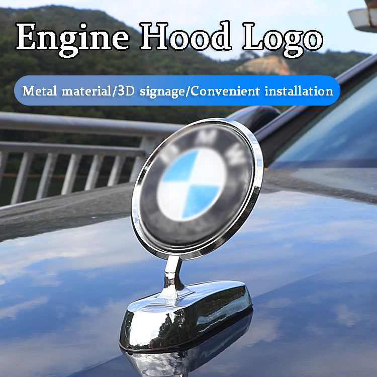 BMW engine hood logo - 3D metal emblem, easy installation for car bonnet customization