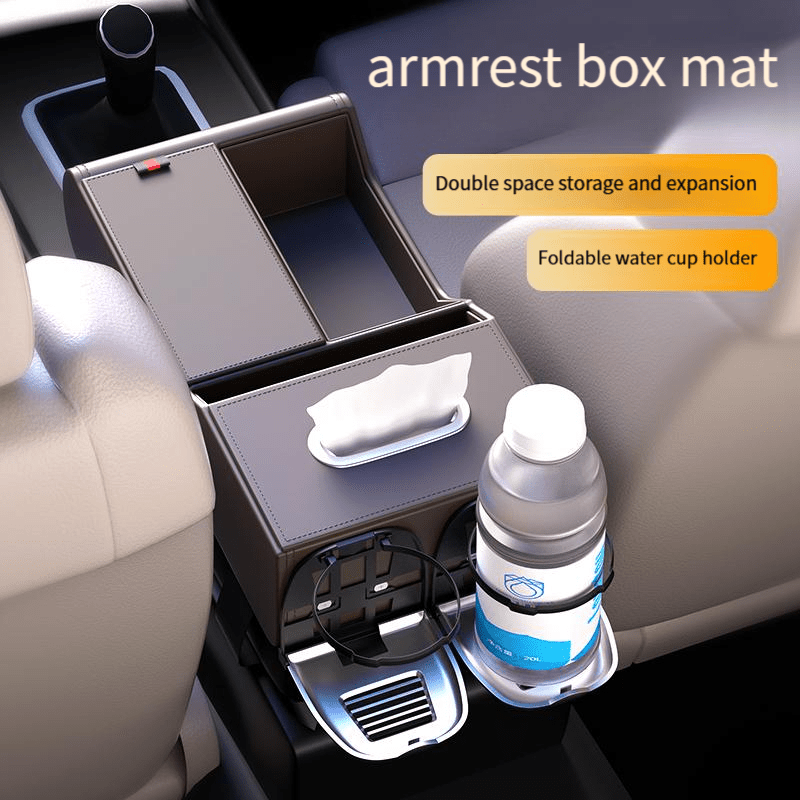 High - end car central armrest box storage box double capacity folding double cup holder car armrest box tissue box - VelosoleHigh - end car central armrest box storage box double capacity folding double cup holder car armrest box tissue boxcar - accessories