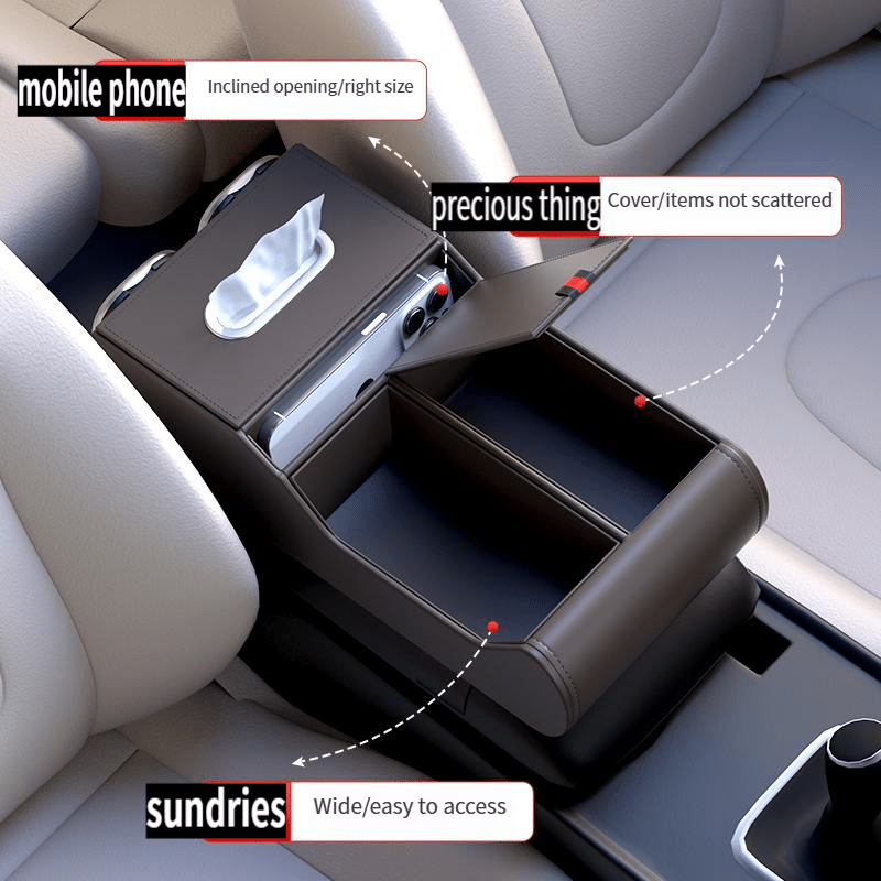 High - end car central armrest box storage box double capacity folding double cup holder car armrest box tissue box - VelosoleHigh - end car central armrest box storage box double capacity folding double cup holder car armrest box tissue boxcar - accessories