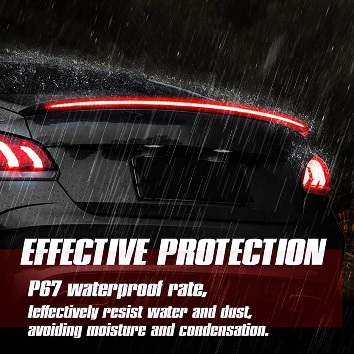 Universal Exterior Rear Roof Spoiler Tail Wing Splitter Carbon Fiber Accessories LED Strip Lights for Cars Driving Brake Turn Signal Running Warning Trim Lamp - VelosoleUniversal Exterior Rear Roof Spoiler Tail Wing Splitter Carbon Fiber Accessories LED Strip Lights for Cars Driving Brake Turn Signal Running Warning Trim Lampcar - accessories
