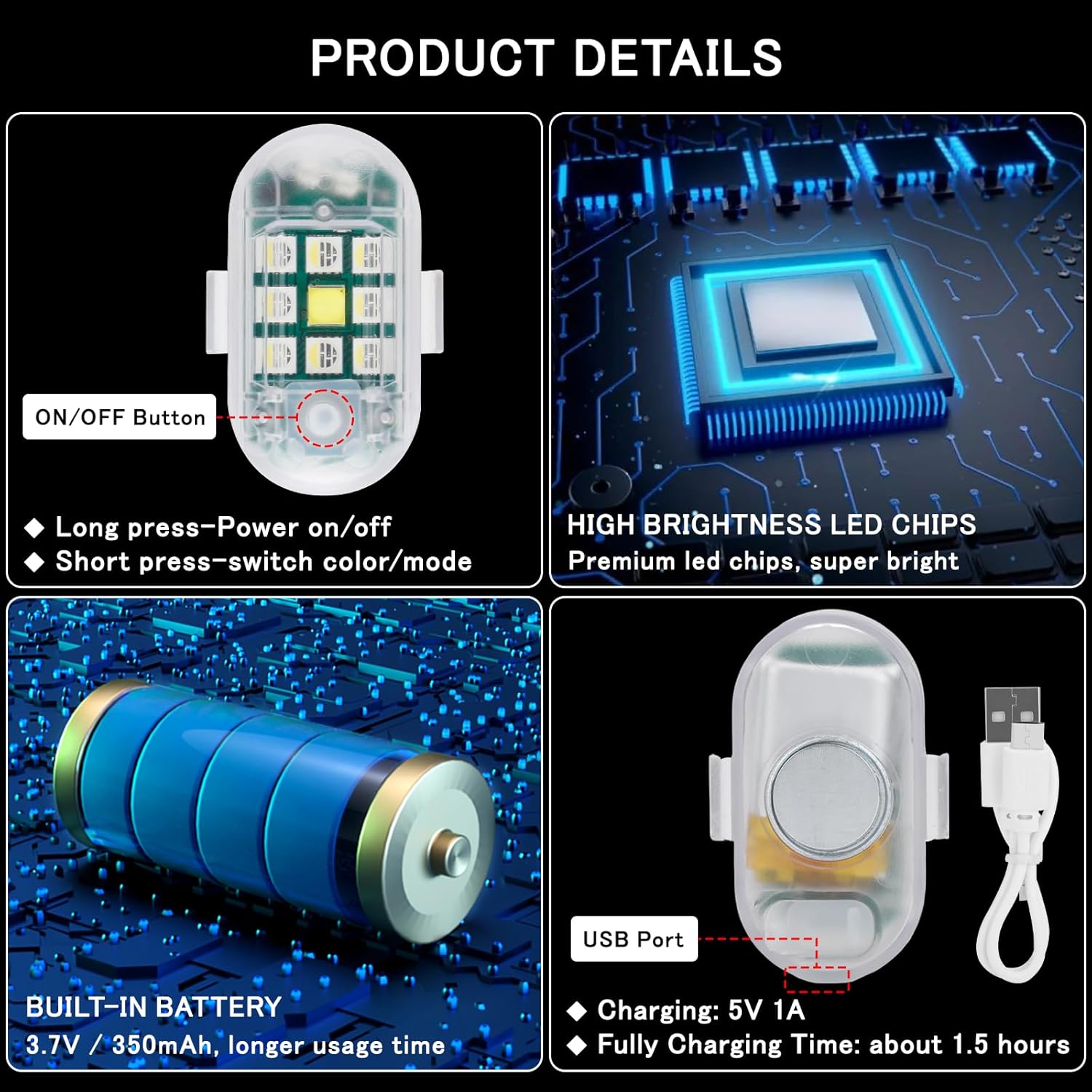 Wireless Remote Control Anti - Collision LED Strobe Light Kit - VelosoleWireless Remote Control Anti - Collision LED Strobe Light Kitcar - accessories